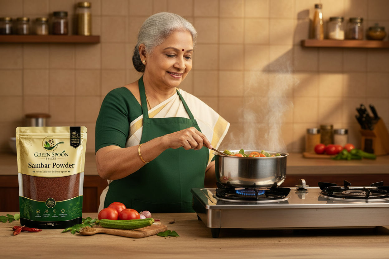 Green Spoon – Sambar Powder Banner – No Bindi